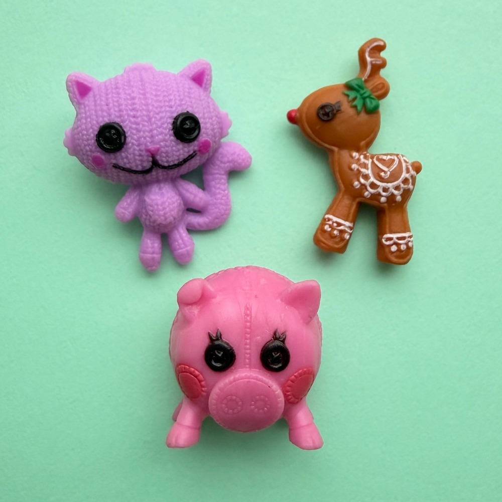 Lot 3 Lalaloopsy Mini Pets Cat Pig Gingerbread Reindeer